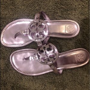 Metallic purple tory burch sandals
